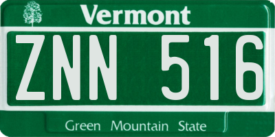 VT license plate ZNN516