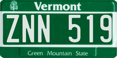 VT license plate ZNN519