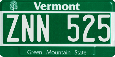 VT license plate ZNN525