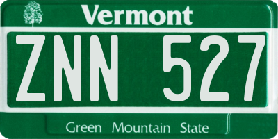 VT license plate ZNN527