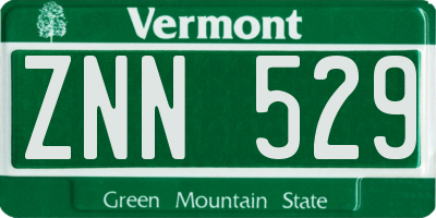 VT license plate ZNN529