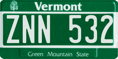 VT license plate ZNN532