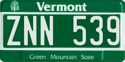 VT license plate ZNN539