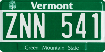 VT license plate ZNN541