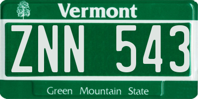 VT license plate ZNN543