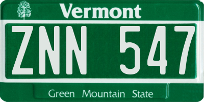 VT license plate ZNN547