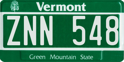VT license plate ZNN548