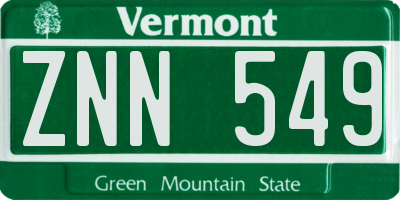 VT license plate ZNN549