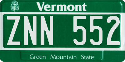 VT license plate ZNN552