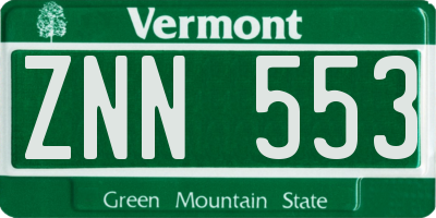 VT license plate ZNN553
