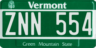 VT license plate ZNN554