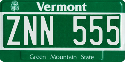 VT license plate ZNN555