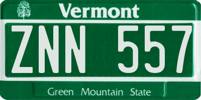 VT license plate ZNN557
