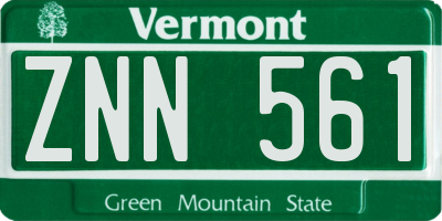 VT license plate ZNN561
