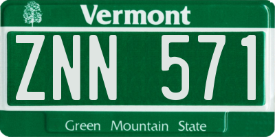 VT license plate ZNN571