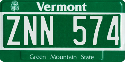 VT license plate ZNN574