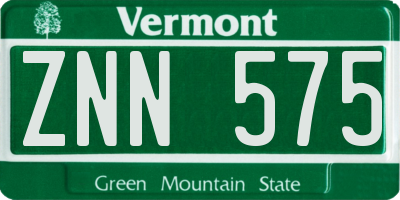 VT license plate ZNN575