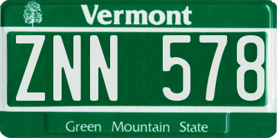 VT license plate ZNN578