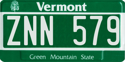 VT license plate ZNN579