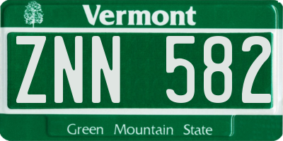 VT license plate ZNN582