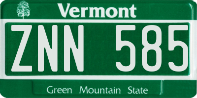 VT license plate ZNN585
