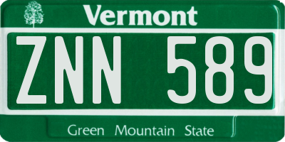 VT license plate ZNN589