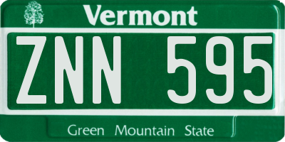 VT license plate ZNN595