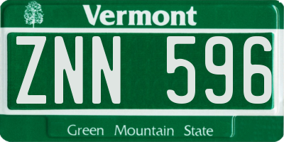 VT license plate ZNN596