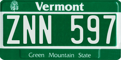 VT license plate ZNN597