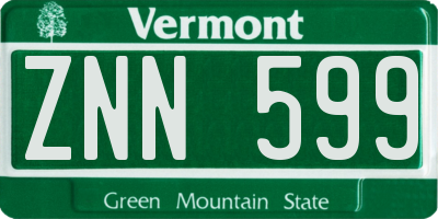 VT license plate ZNN599