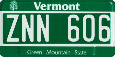 VT license plate ZNN606