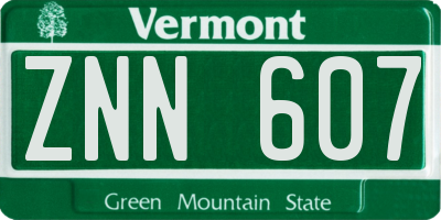 VT license plate ZNN607