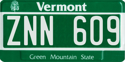 VT license plate ZNN609