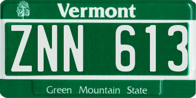 VT license plate ZNN613