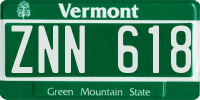 VT license plate ZNN618