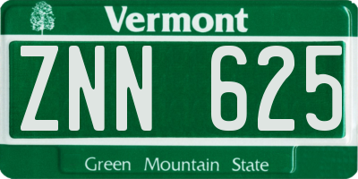 VT license plate ZNN625