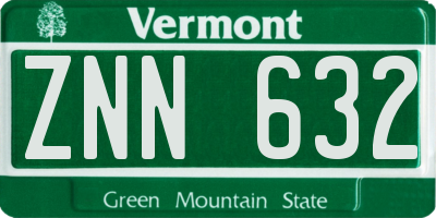VT license plate ZNN632