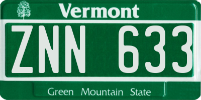 VT license plate ZNN633