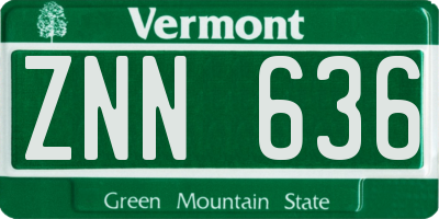 VT license plate ZNN636