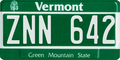 VT license plate ZNN642
