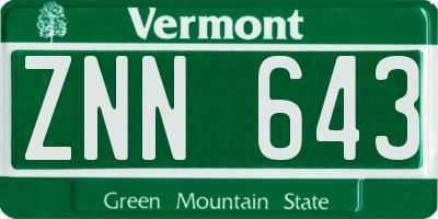 VT license plate ZNN643