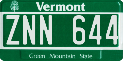 VT license plate ZNN644