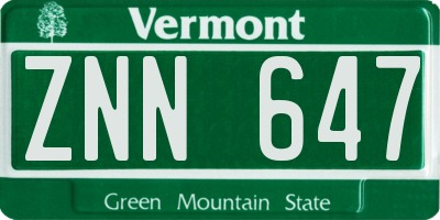 VT license plate ZNN647