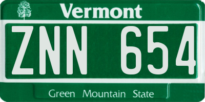 VT license plate ZNN654