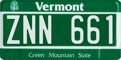 VT license plate ZNN661