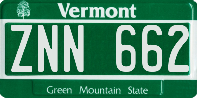 VT license plate ZNN662