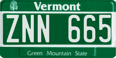 VT license plate ZNN665