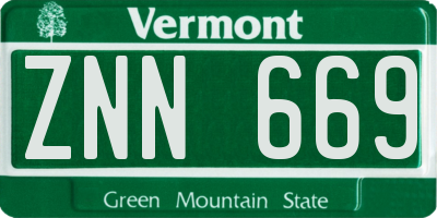 VT license plate ZNN669