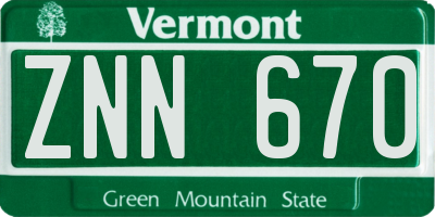 VT license plate ZNN670