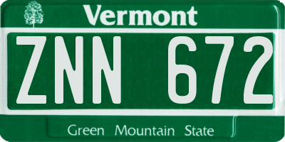 VT license plate ZNN672